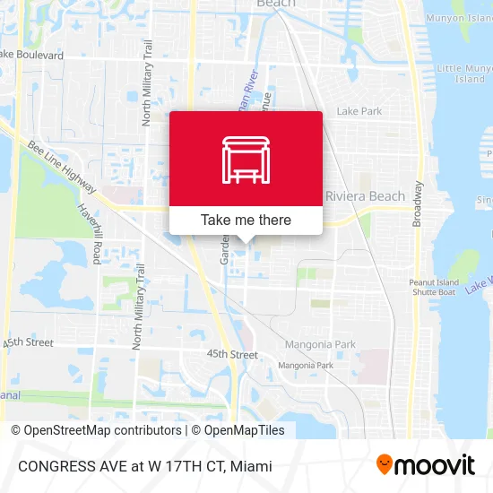 CONGRESS AVE at  W 17TH CT map