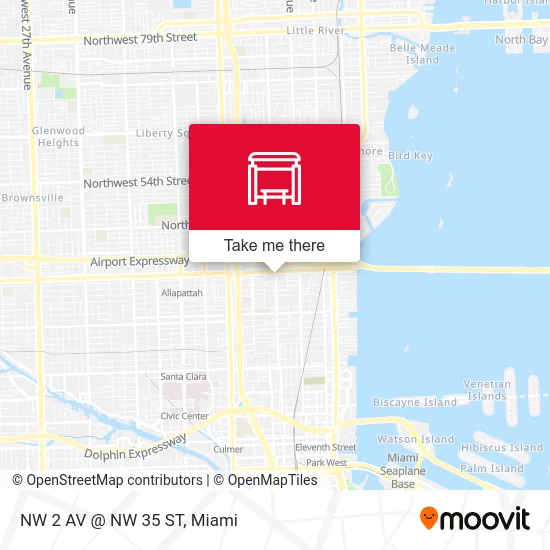 NW 2 AV @ NW 35 ST map