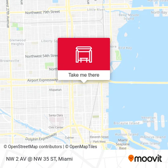 NW 2 AV @ NW 35 ST map