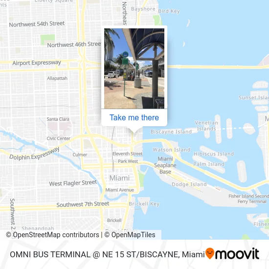 Mapa de OMNI BUS TERMINAL @ NE 15 ST / BISCAYNE