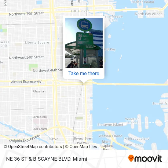 Mapa de NE 36 ST & BISCAYNE BLVD