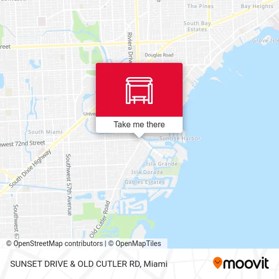 SUNSET DRIVE & OLD CUTLER RD map