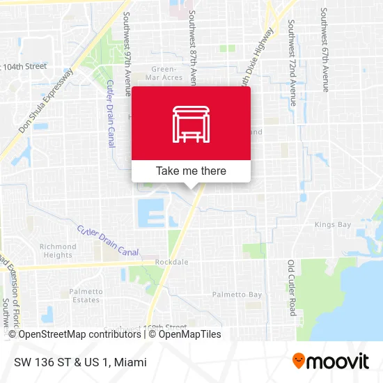 SW 136 ST & US 1 map