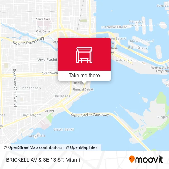 BRICKELL AV & SE 13 ST map