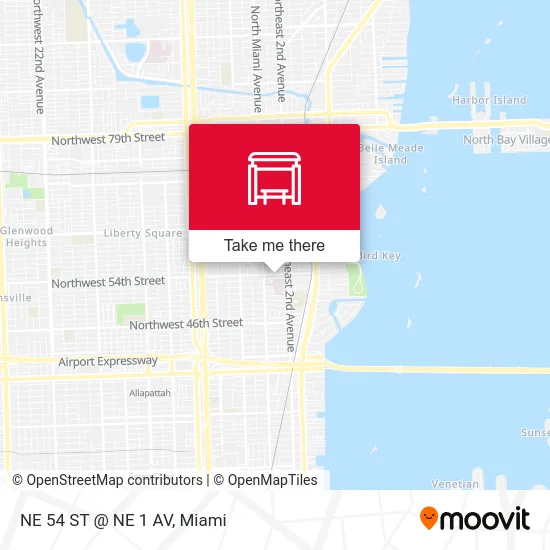 NE 54 ST @ NE 1 AV map