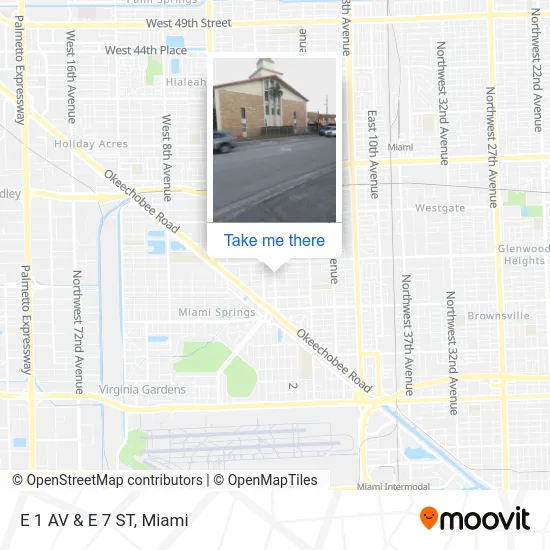 Mapa de E 1 AV & E 7 ST