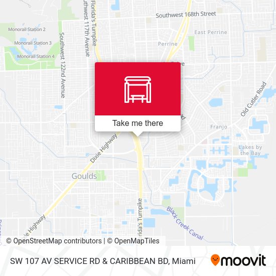 SW 107 Av Service Rd & Caribbean Bd map