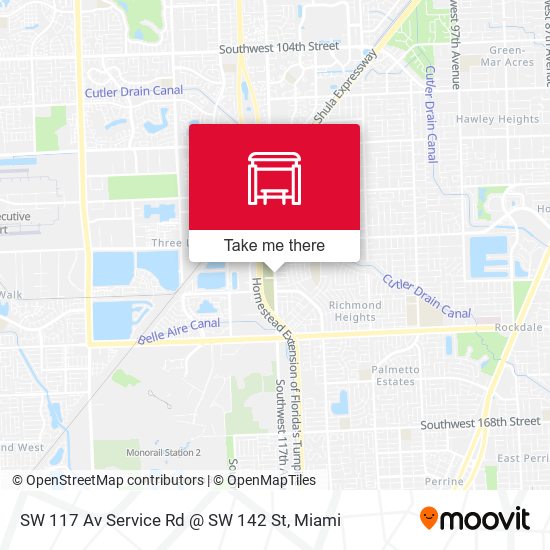 SW 117 Av Service Rd @ SW 142 St map