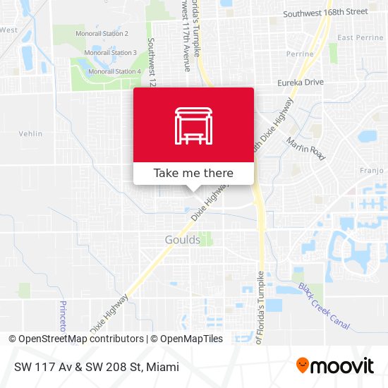 SW 117 Av & SW 208 St map