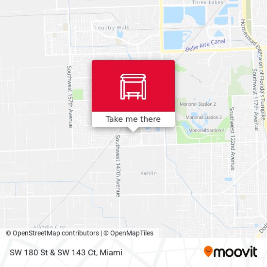 SW 180 St & SW 143 Ct map