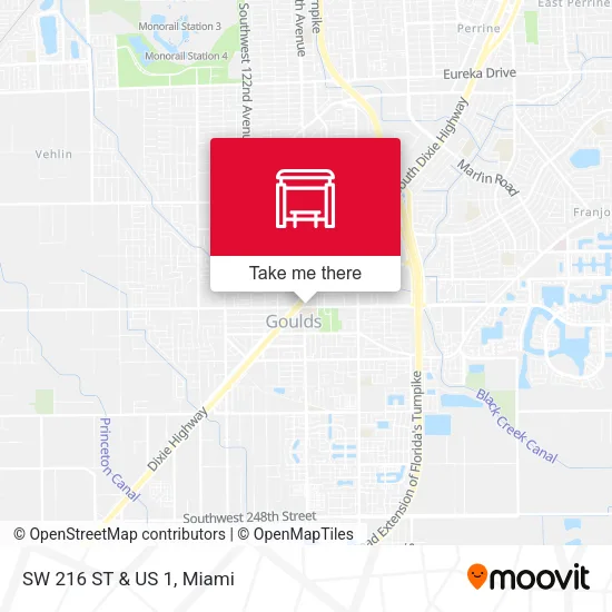 SW 216 ST & US 1 map