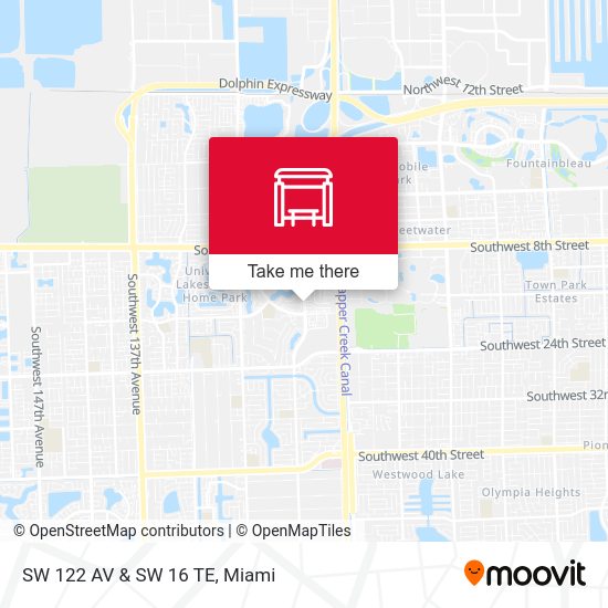 SW 122 Av & SW 16 Te map