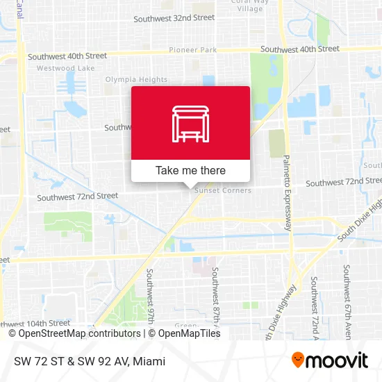 SW 72 ST & SW 92 AV map