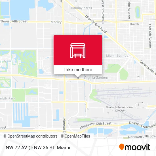 NW 72 AV @ NW 36 ST map