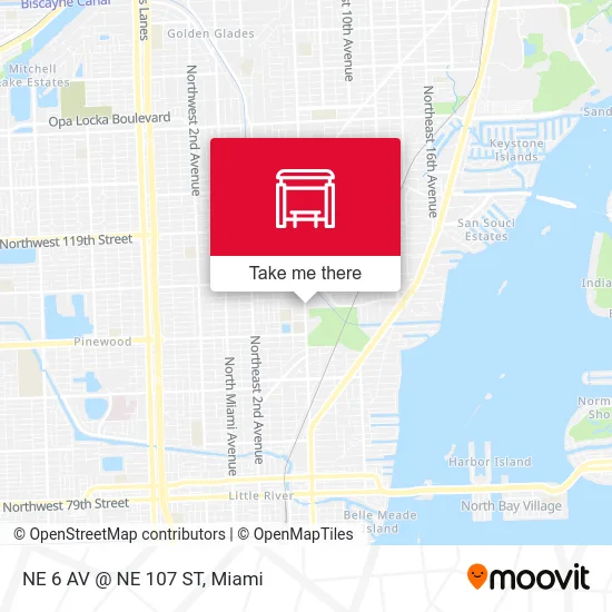 NE 6 AV @ NE 107 ST map
