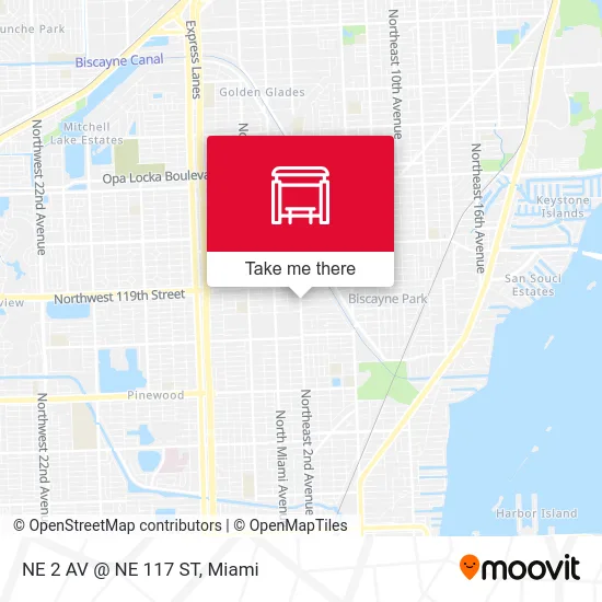 NE 2 AV @ NE 117 ST map