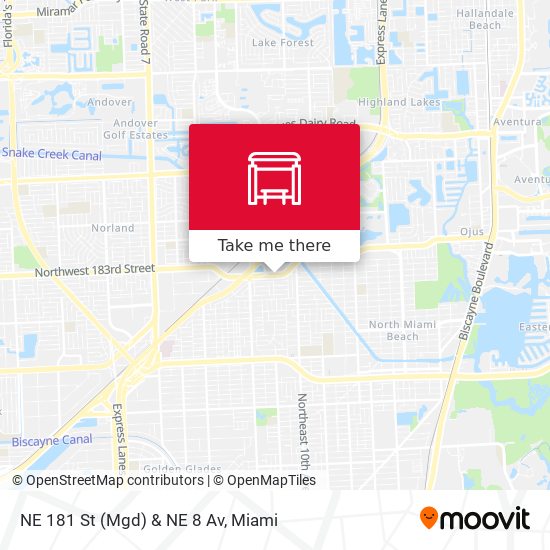 NE 181 St (Mgd) & NE 8 Av map