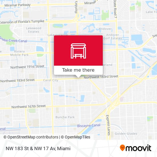 NW 183 St & NW 17 Av map