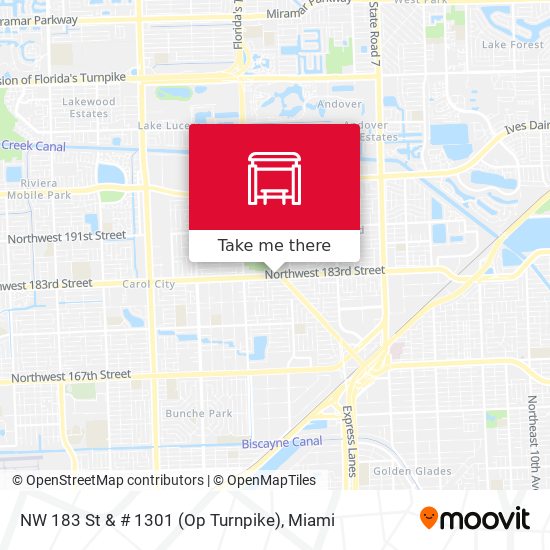 NW 183 St & # 1301 (Op Turnpike) map