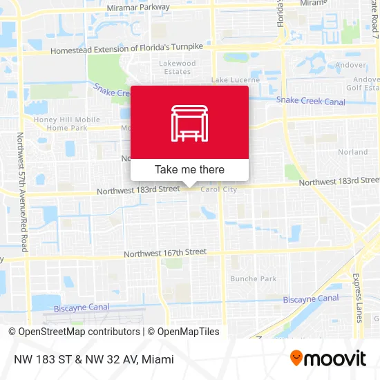 NW 183 ST & NW 32 AV map
