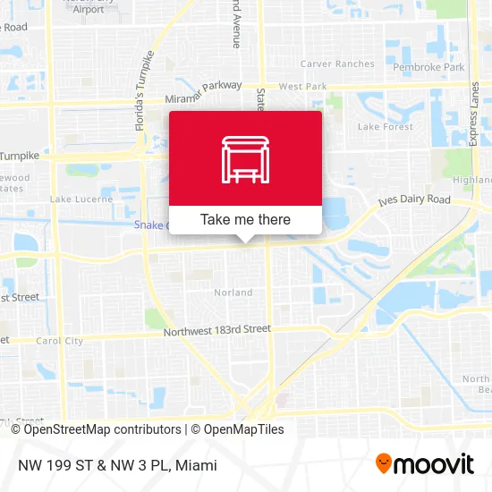 NW 199 ST & NW 3 PL map