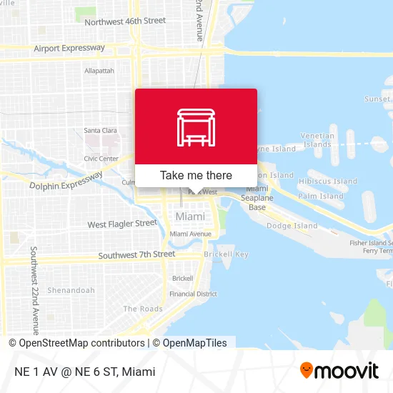 NE 1 AV @ NE 6 ST map