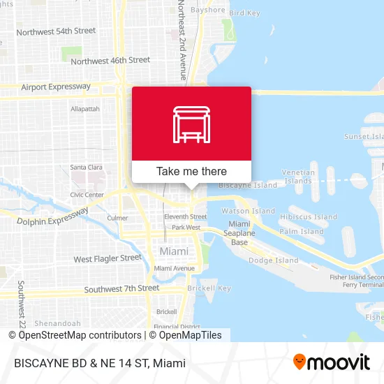 BISCAYNE BD & NE 14 ST map