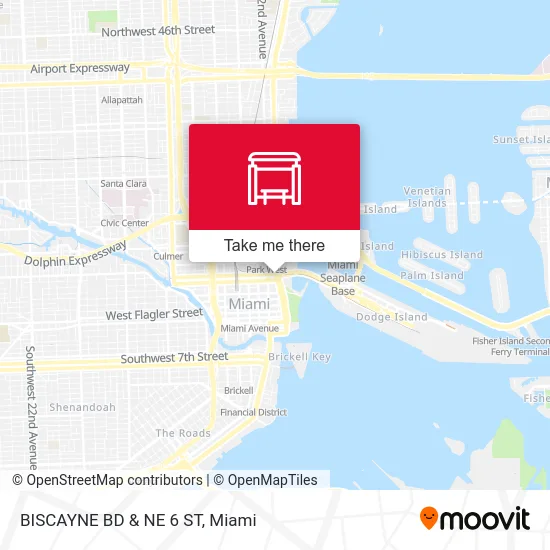 BISCAYNE BD & NE 6 ST map
