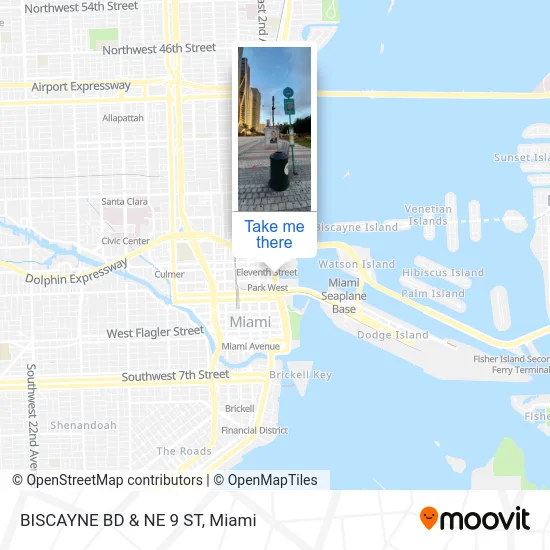 BISCAYNE BD & NE 9 ST map