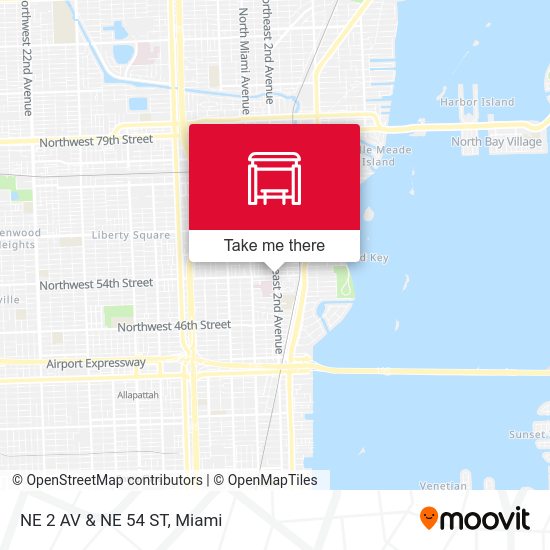 NE 2 AV & NE 54 ST map