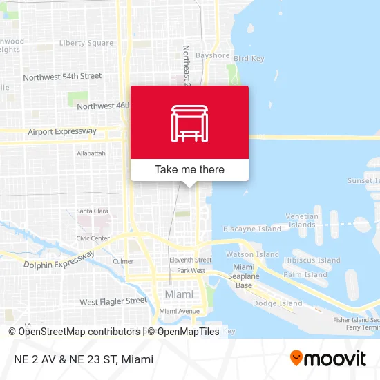 NE 2 AV & NE 23 ST map