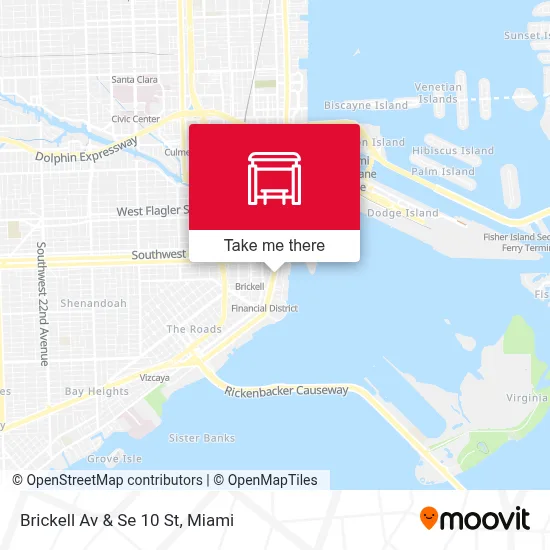 Brickell Av & Se 10 St map