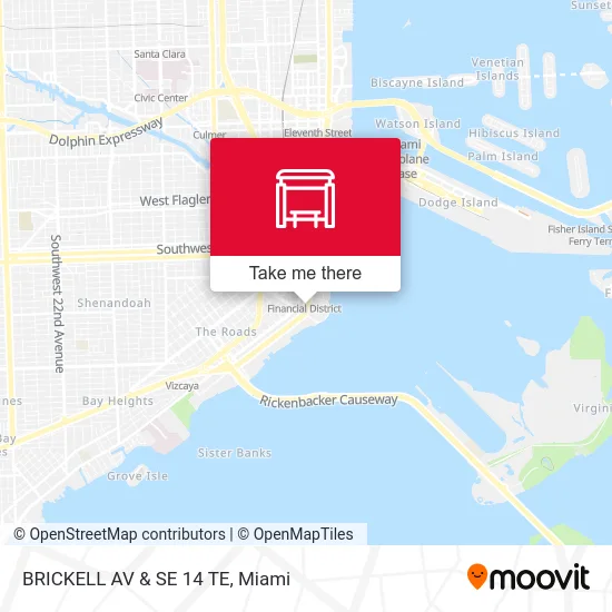 Brickell Av & Se 14 Te map