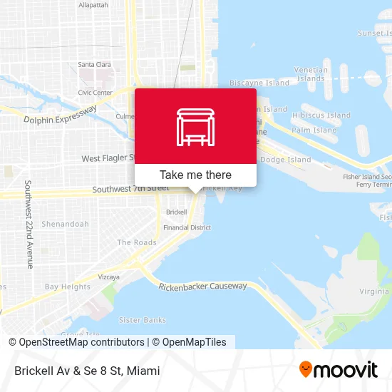 Brickell Av & Se 8 St map