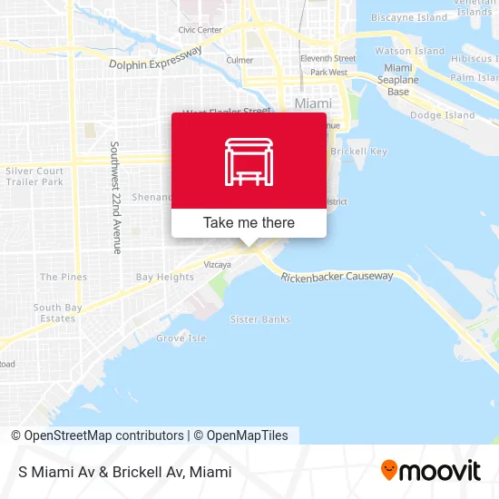 S Miami Av & Brickell Av map