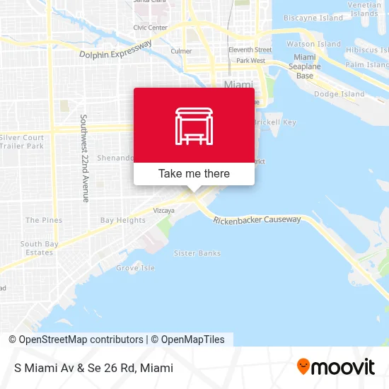S Miami Av & Se 26 Rd map
