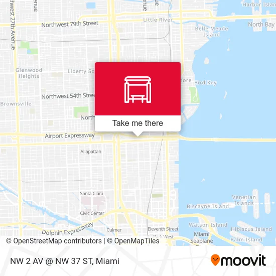 NW 2 AV @ NW 37 ST map