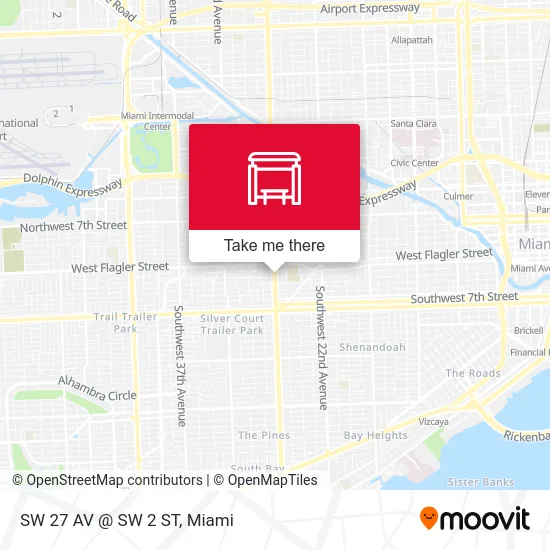 SW 27 AV @ SW 2 ST map