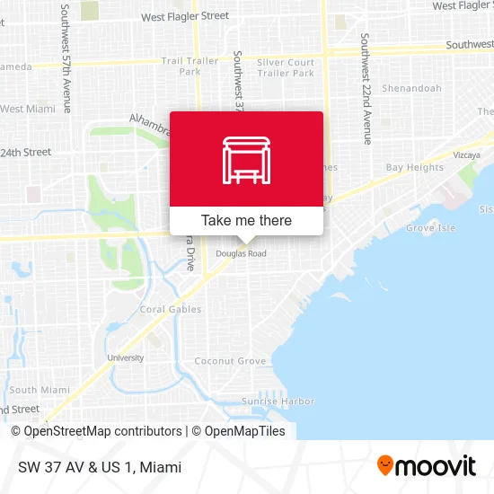 SW 37 AV & US 1 map
