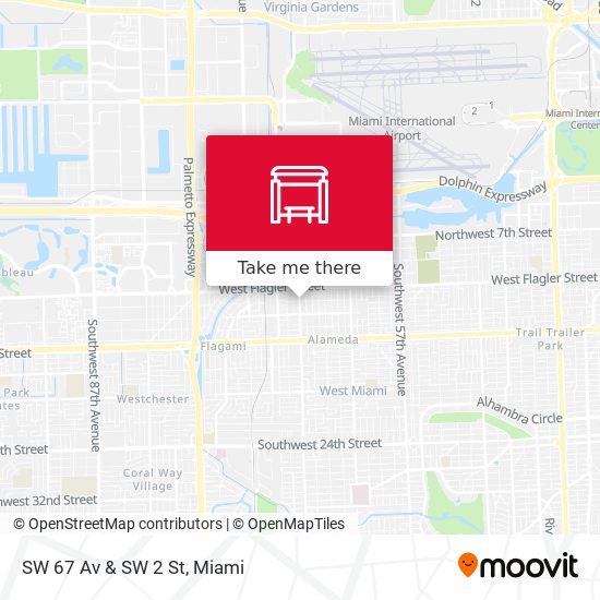 SW 67 Av & SW 2 St map