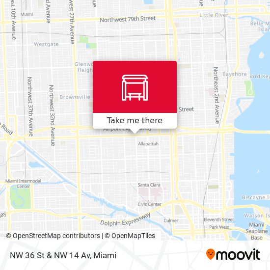 NW 36 St & NW 14 Av map