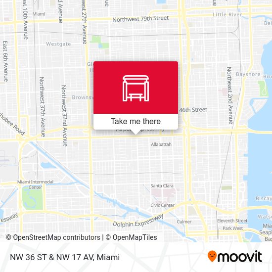 NW 36 St & NW 17 Av map