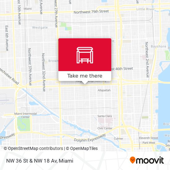 Mapa de NW 36 St & NW 18 Av