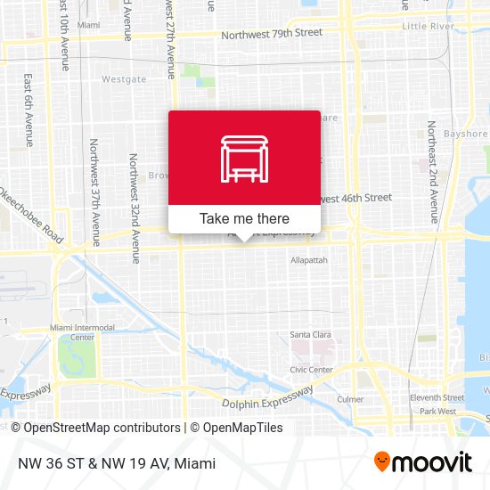 NW 36 St & NW 19 Av map