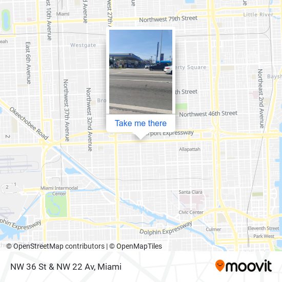 NW 36 St & NW 22 Av map