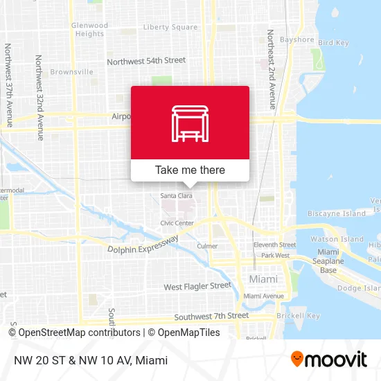 NW 20 ST & NW 10 AV map