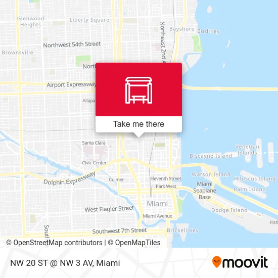 NW 20 ST @ NW 3 AV map