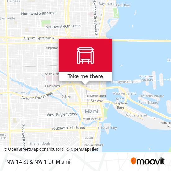 NW 14 St & NW 1 Ct map