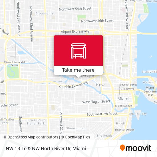 NW 13 Te & NW North River Dr map