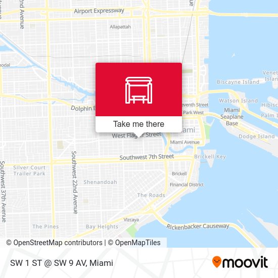 SW 1 St @ SW 9 Av map